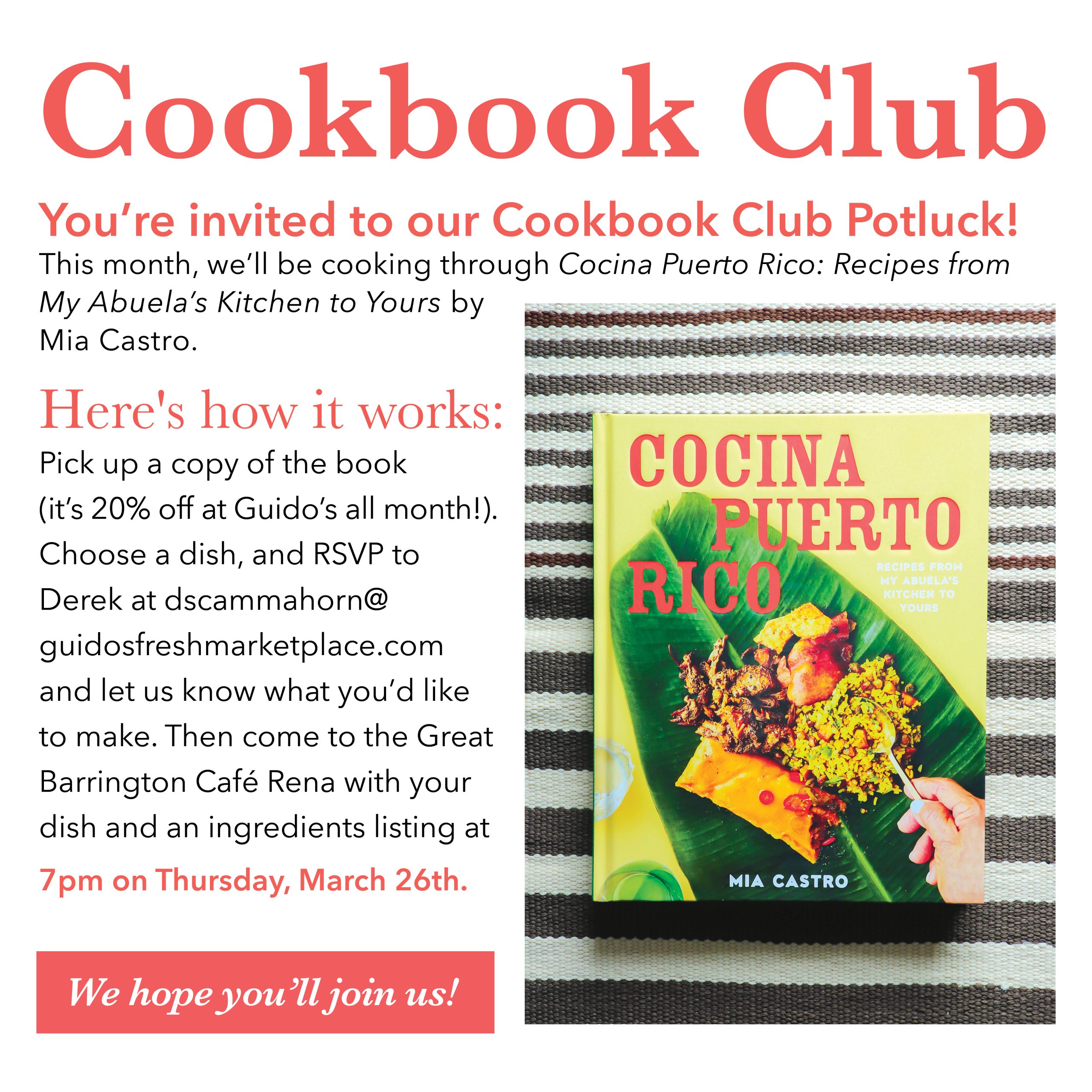 Cookbook Club Potluck: Cocina Puerto Rico by Mia Castro – Guido's